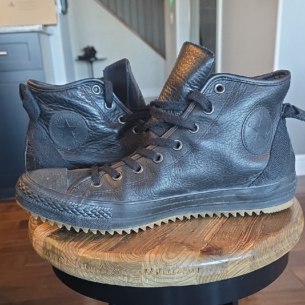 Converse Black Leather High-Top Sneakers